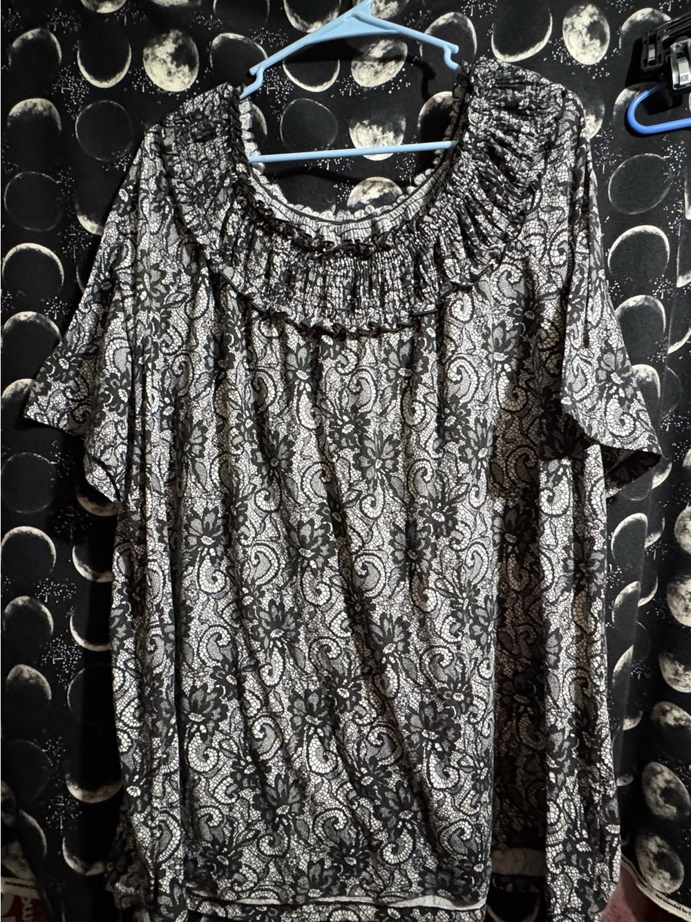 Women's Plus Size Black & White Fashion Bug Short Sleeve Top